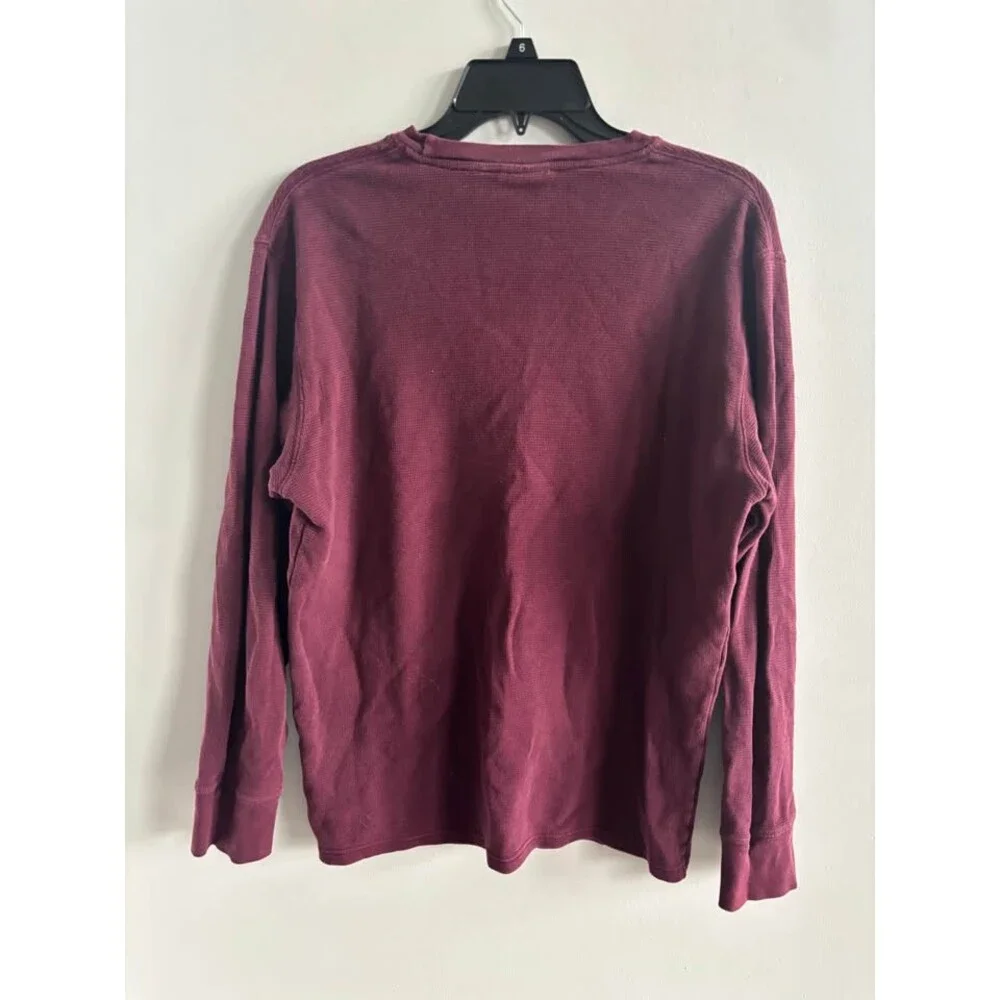 Polo Ralph Lauren Large Maroon Waffle-Knit Thermal Long-Sleeve Shirt